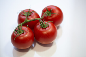 tomatoes on white background, food