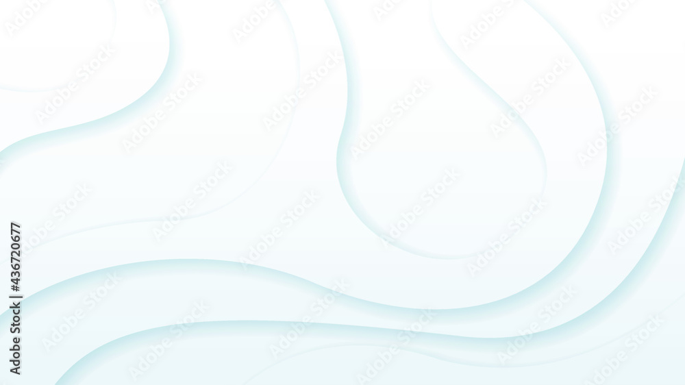 Poster white abstract wavy paper cut background with shadows, vector. modern design objects