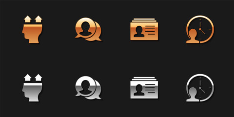 Set User of man, Speech bubble chat, Resume and Time Management icon. Vector