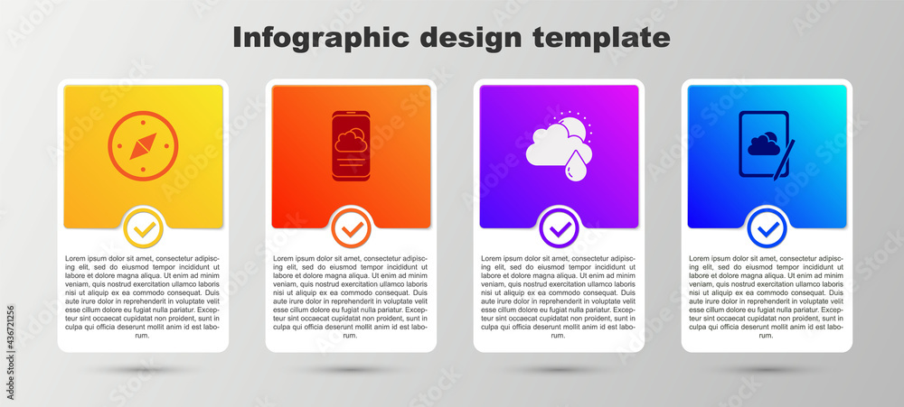 Canvas Prints Set Compass, Weather forecast, Cloud with rain and sun and . Business infographic template. Vector