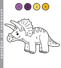 funny coloring by numbers coloring educational game. Vector illustration coloring by numbers educational game with cartoon dinosaur for kids