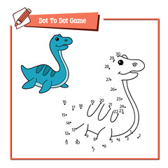 dot to dot  dog kid educational game. Vector illustration educational kid game of dot to dot puzzle with happy cartoon dinosaur for children
