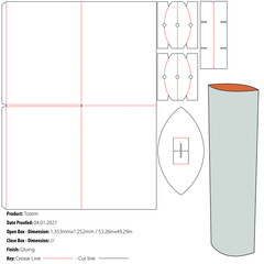 Totem POS Floor Display packaging design template gluing die cut - vector