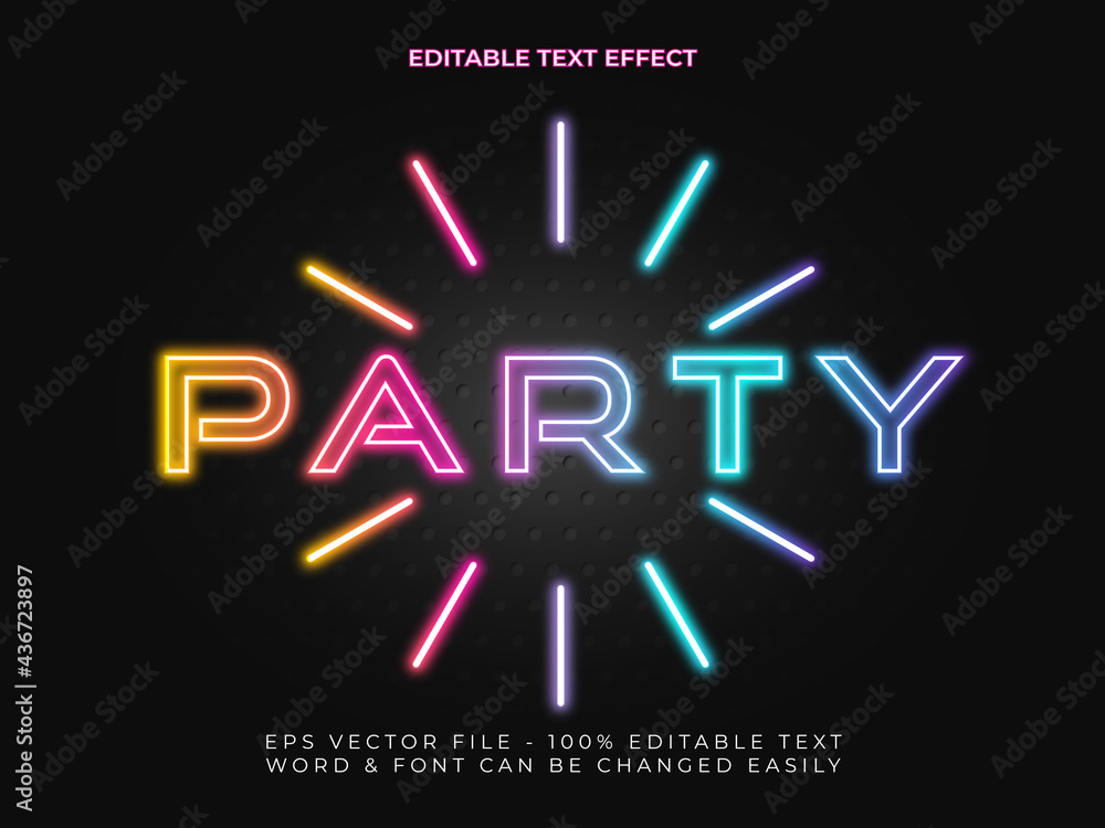 Poster neon light text effect. editable text effect vector, outline font neon light style.