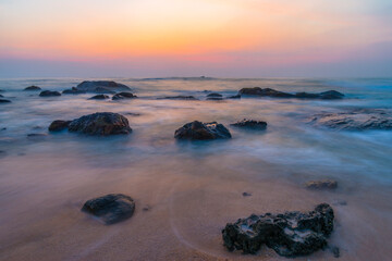 A long exposure image of the dusk near Galle town in Sri Lanka