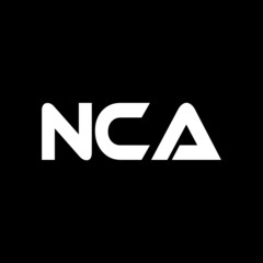 NCA letter logo design with black background in illustrator, vector logo modern alphabet font overlap style. calligraphy designs for logo, Poster, Invitation, etc.
