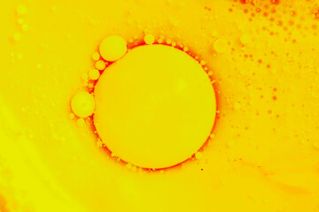 Bright and colourful abstract background from acrylic paints and oil mix, Macro bubble photography for wall art. Acrylic Bubble colourful.
