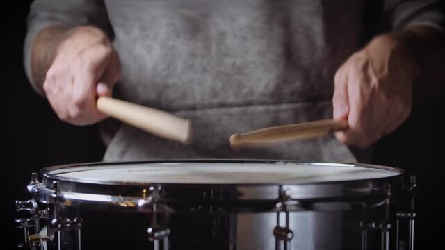 closeup shot playing snare drum