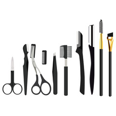 眉毛カット道具　メイク　ベクターイラスト