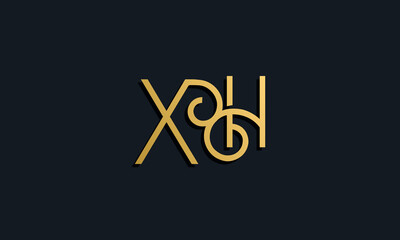 Luxury fashion initial letter XH logo.