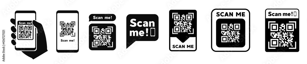 Poster scan qr code flat icon with phone. barcode. vector illustration.