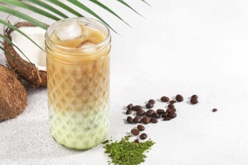 coffee filter or drip coffee in a package on a yellow background, top view