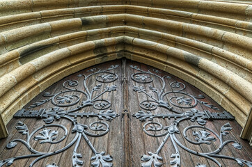 Entrance of a historical collegiate church in Osnabrück