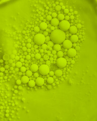 Bright and colourful abstract background from acrylic paints and oil mix, Macro bubble photography for wall art. Acrylic Bubble colourful.