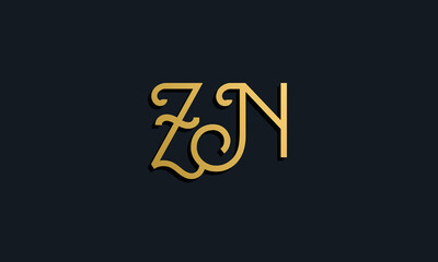 Fototapeta na wymiar Luxury fashion initial letter ZN logo.