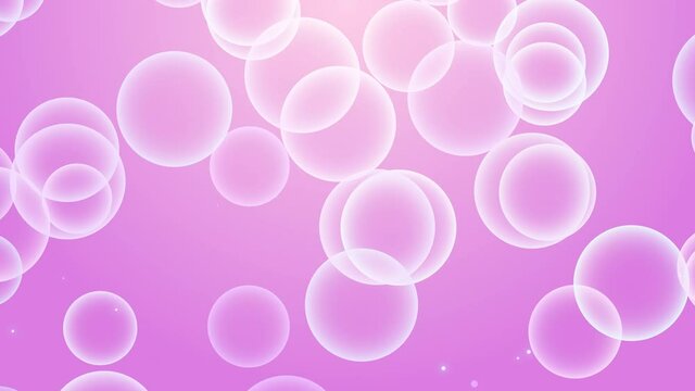 Animation of colorful soap bubbles flying up. Abstract floating shampoo or suds on light pink background. Looped live wallpaper. animated stock footage