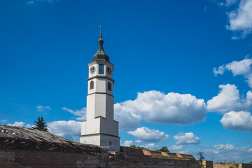 Fototapeta na wymiar Clock tower of Belgrade Fortress in Belgrade, Serbia