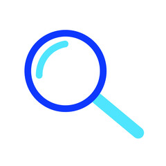 Two-color thin line magnifying glass vector icon illustration on a white background.  Royalty-free and fully editable.