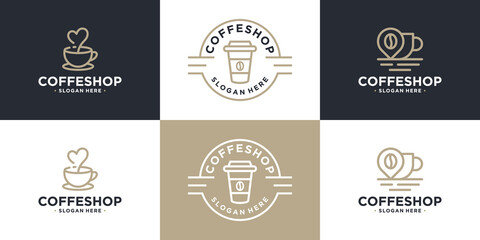 Obraz na płótnie Canvas Set of coffee cup logo design template
