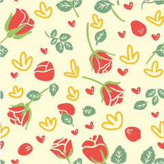 Calm Vintage Flower Decoration Doodle Pattern