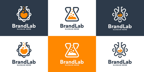 Set of creative glass laboratory logo design collection. Simple lab symbol ready to use.