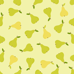 seamless pattern with green pear, vector illustration