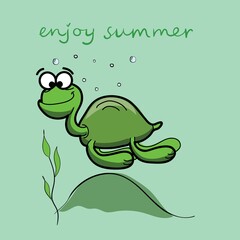 Vector illustration of funny turtle