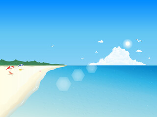 夏 ビーチの風景イラスト Wall Mural August August Wallpaper Murals Senryu