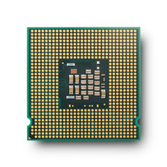 Computer processor isolated on white background. Top view