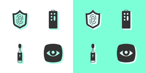 Set Security camera, Fingerprint, Electric toothbrush and Remote control icon. Vector