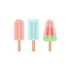 Set of Ice Creams.  Trendy vector flat icon, isolated on white. Design for web and print. Tourism, vacation and travel concept
