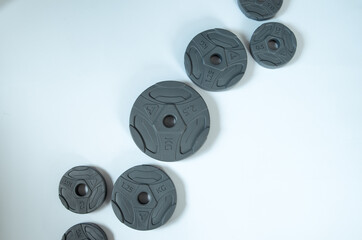 Flatlay photo of CrossFit Equipment on white background