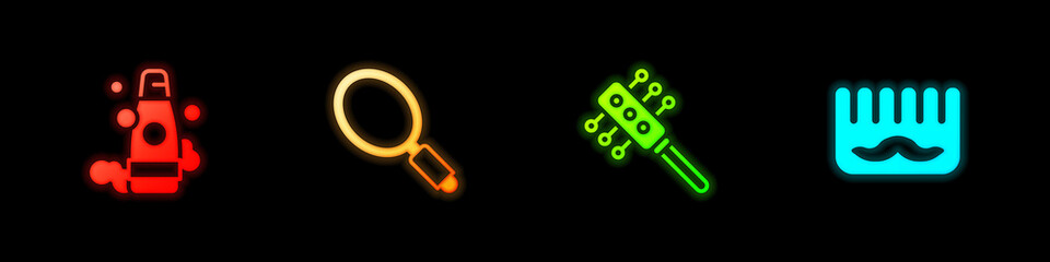 Set Bottle of shampoo, Hand mirror, Hairbrush and icon. Vector