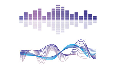 Set of Sound Waves, Audio Digital Equalizer Technology Vector Illustration