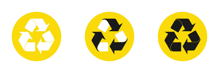 Mobius icons set. Plastic recycling symbols. Triangle signs with isolated arrows. Vector illustration