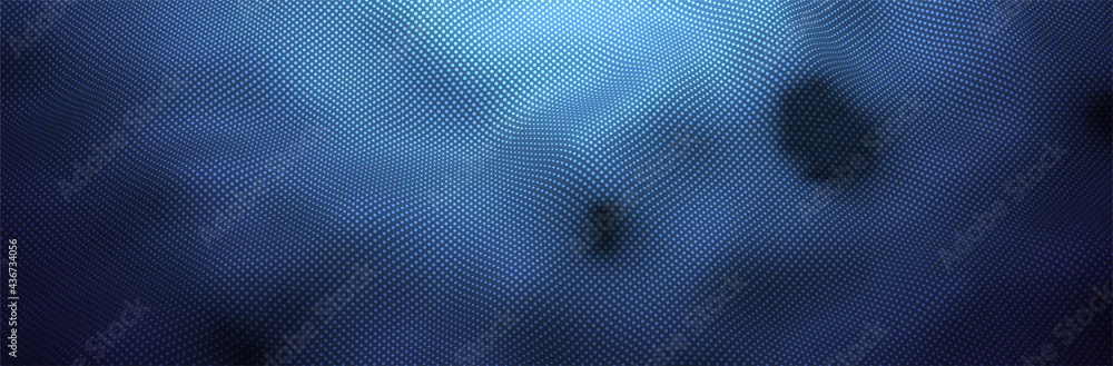 Poster abstract blue background. dotted pattern. virtual computer landscape. technology style dots. sci-fi 