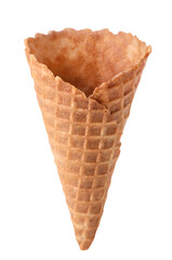 Empty waffle cone on a white background. Isolated