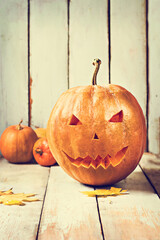 Halloween carved pumpkin - 436734887