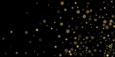 Falling Snow flakes golden pattern Holiday Vector