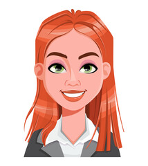 Face expression of beautiful redhead woman