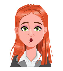 Face expression of beautiful redhead woman