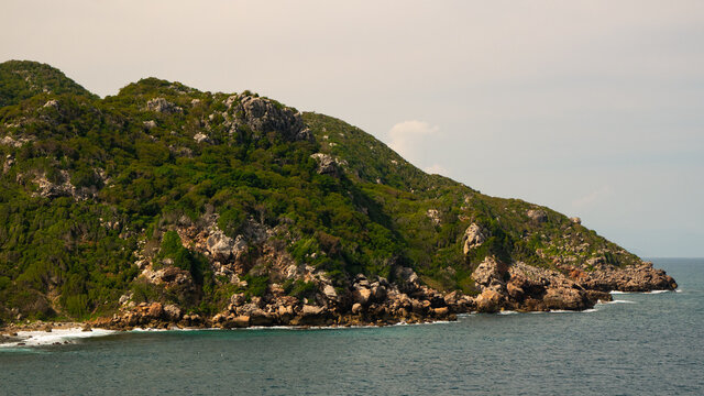 Cap Haitien, Haiti. View on Fort Picolet and mountains from the sea.