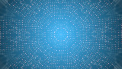 Matrix blue background of different symbols circling around conveying connectivity and complexity of modern digital age.
