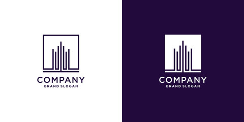 Buiding logo with creative line art concept, simple, real estate, tower part 2