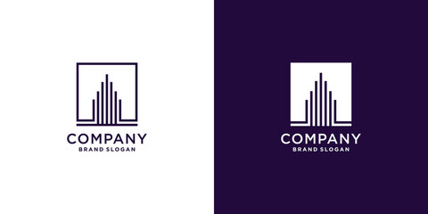 Buiding logo with creative line art concept, simple, real estate, tower part 3