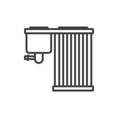 Combined filter icon. A simple line drawing of an oil and air filter in one bundle. Isolated vector on pure white background.