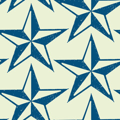 Coastal five pointed star sea seamless pattern. Marine 2 tone printed background for interior textiles and modern trendy maritime fashion. Travel navy seafare vector allover design.

