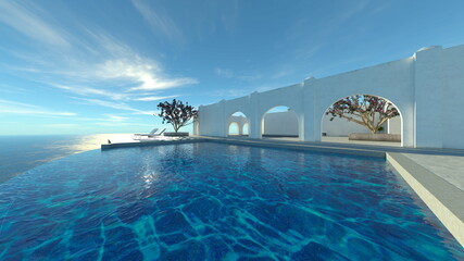 Naklejka premium 海沿いのテラス