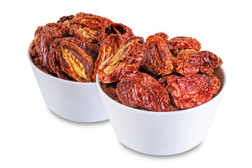 Dried tomatoes on a white isolated background
