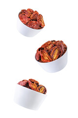 Dried tomatoes on a white isolated background